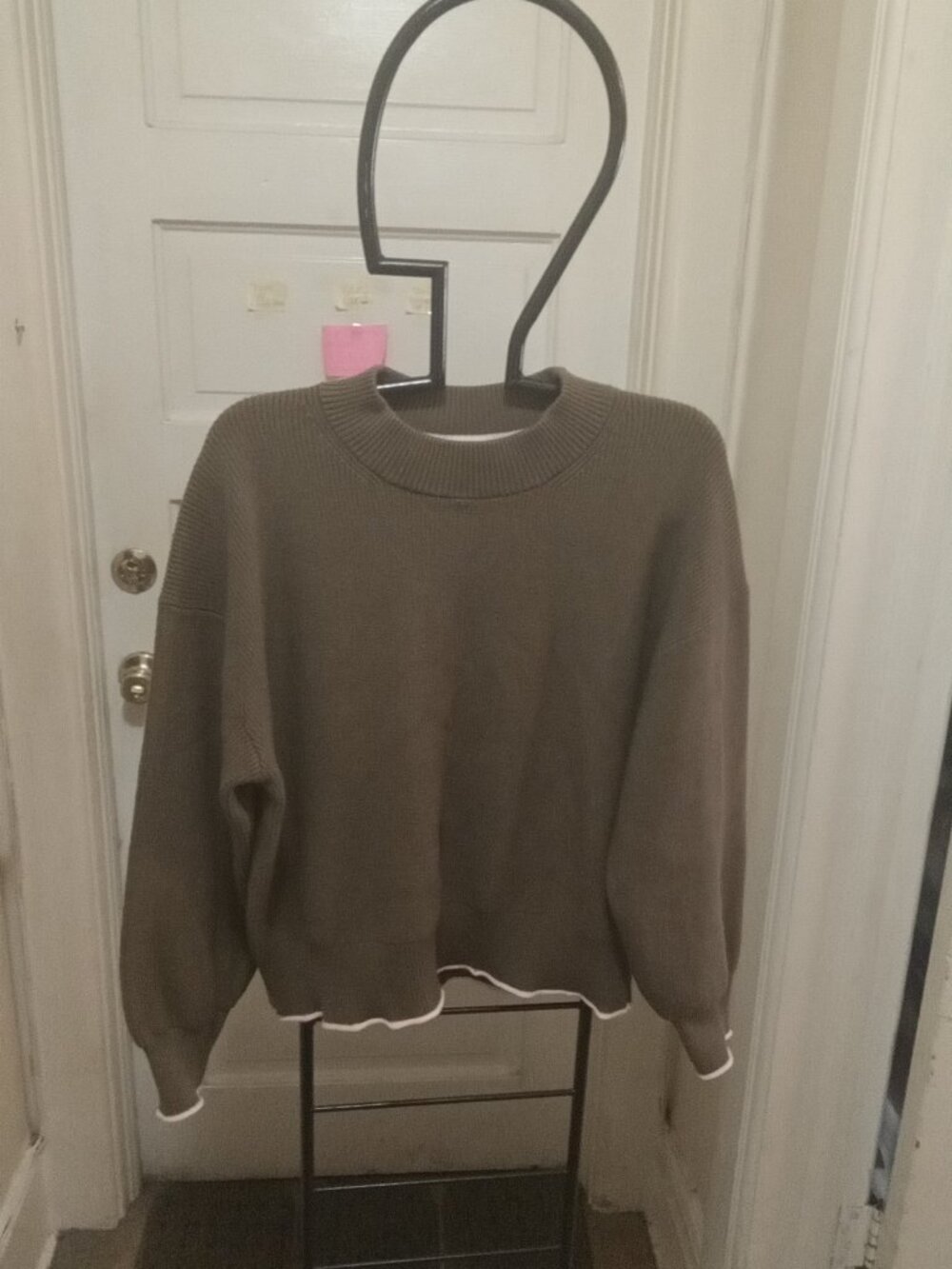 Scotch & Soda Sz XL olive Sweater with pink piping Viscose/Polyester - Picture 1 of 6